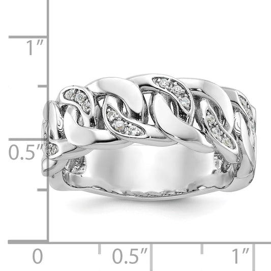 IB Goodman Men's 14K White Gold Link Design 1/8 ct Diamond Ring, 8.9mm