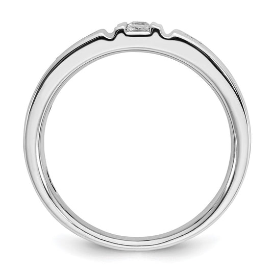 IBGoodman Men's Polished and Grooved Black and 1 Carat AA Quality Diamond Ring - WBC