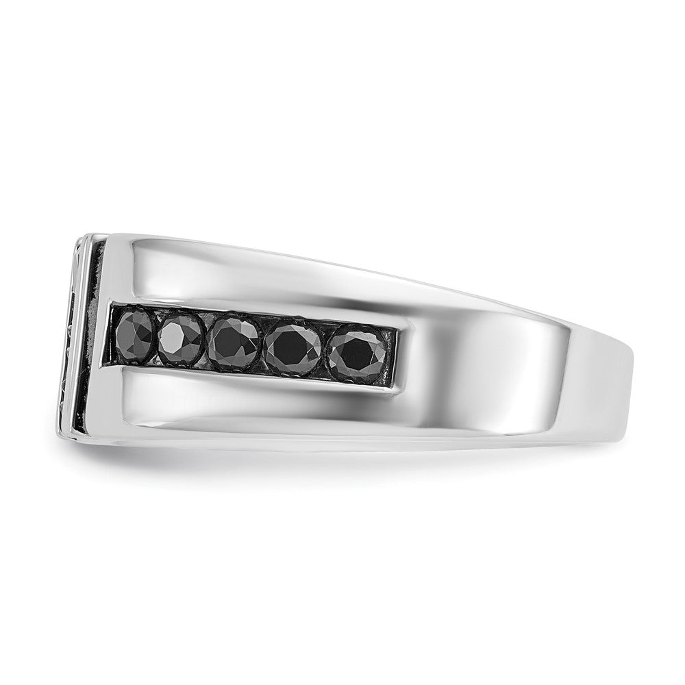 IBGoodman Men's Polished and Grooved Black and 1 Carat AA Quality Diamond Ring - WBC