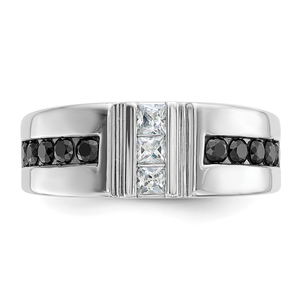 IBGoodman Men's Polished and Grooved Black and 1 Carat AA Quality Diamond Ring - WBC