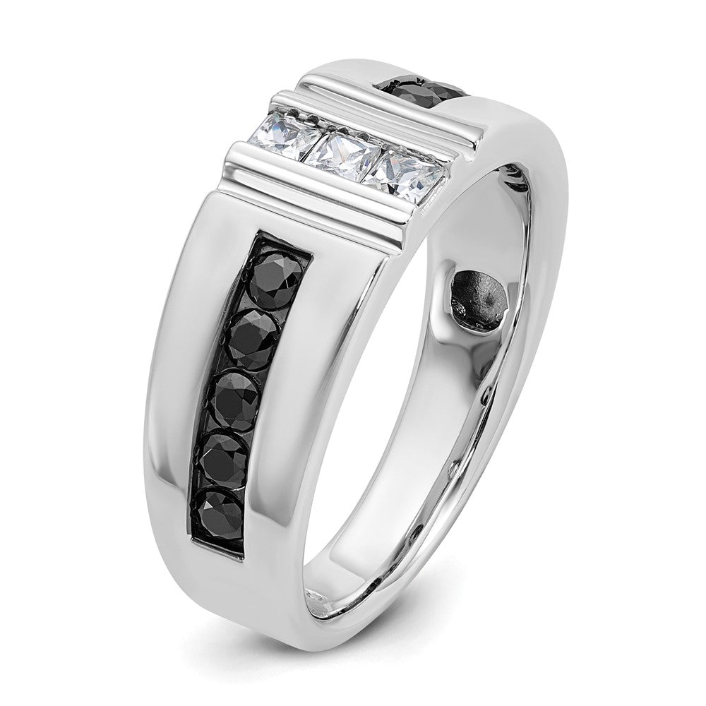 IBGoodman Men's Polished and Grooved Black and 1 Carat AA Quality Diamond Ring - WBC