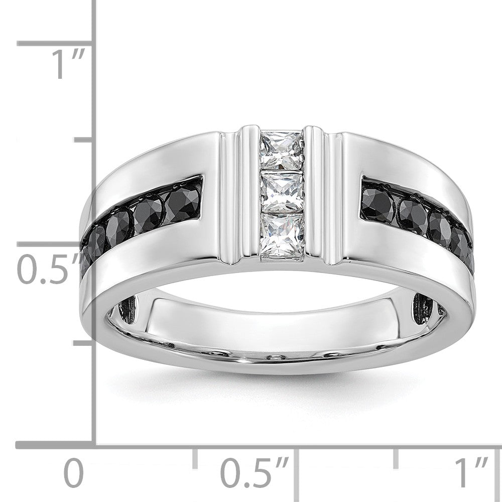 IBGoodman Men's Polished and Grooved Black and 1 Carat AA Quality Diamond Ring - WBC