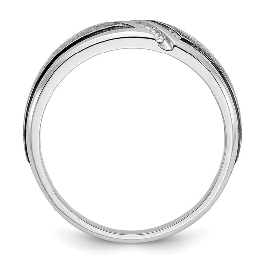 IBGoodman with Black Rhodium Men's Polished and Satin 1/15 Carat AA Quality Diamond Ring - WBC