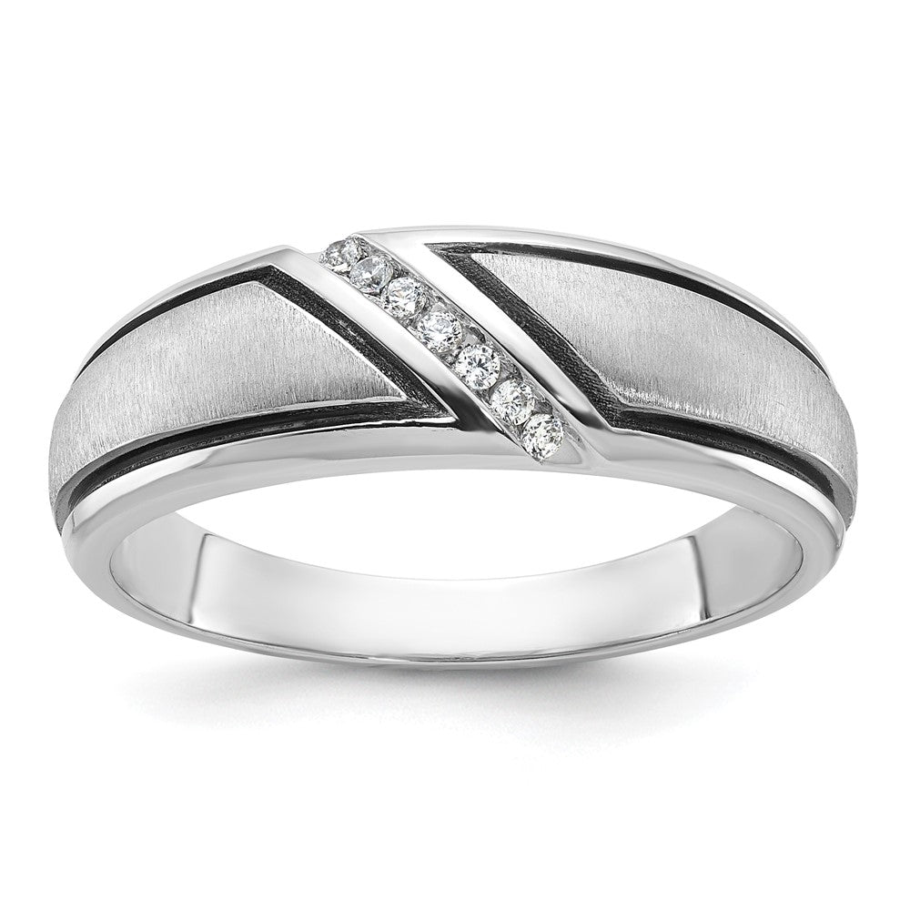 IBGoodman with Black Rhodium Men's Polished and Satin 1/15 Carat AA Quality Diamond Ring - WBC