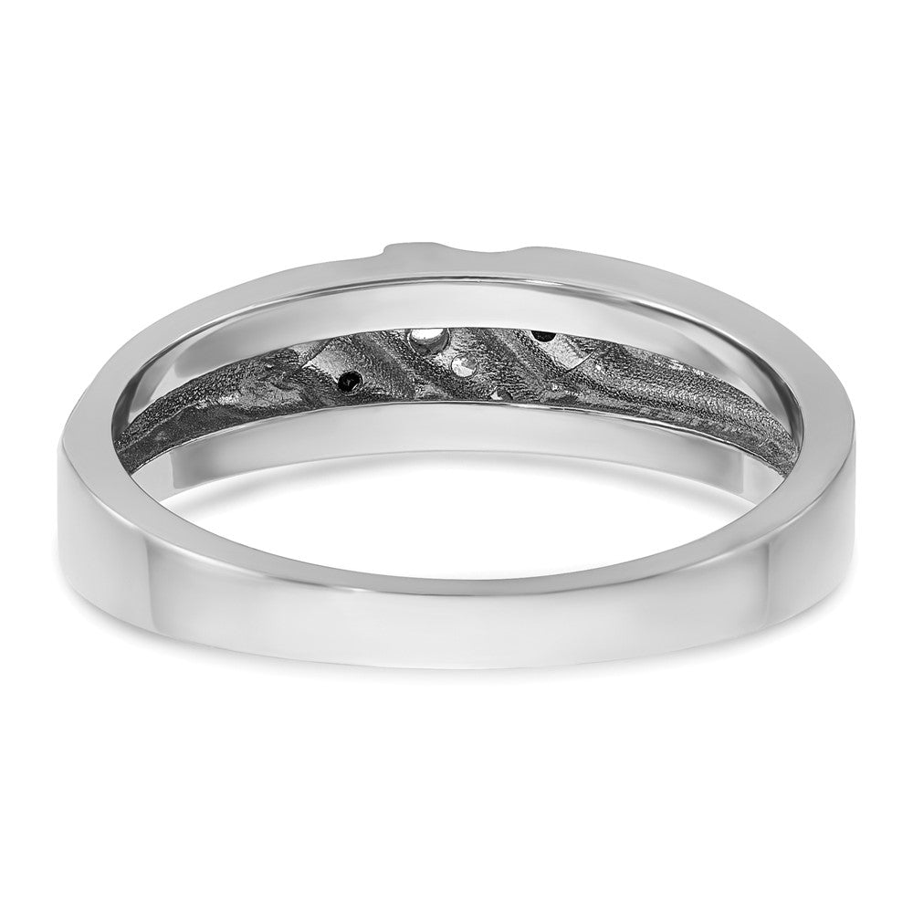 IBGoodman with Black Rhodium Men's Polished Satin and Grooved 1/8 Carat AA Quality Black and Diamond Ring - WBC