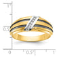 IB Goodman with Black and Rhodium Mens Polished Satin and Grooved 7-Stone 1/20 Carat AA Diamond Ring - WBC