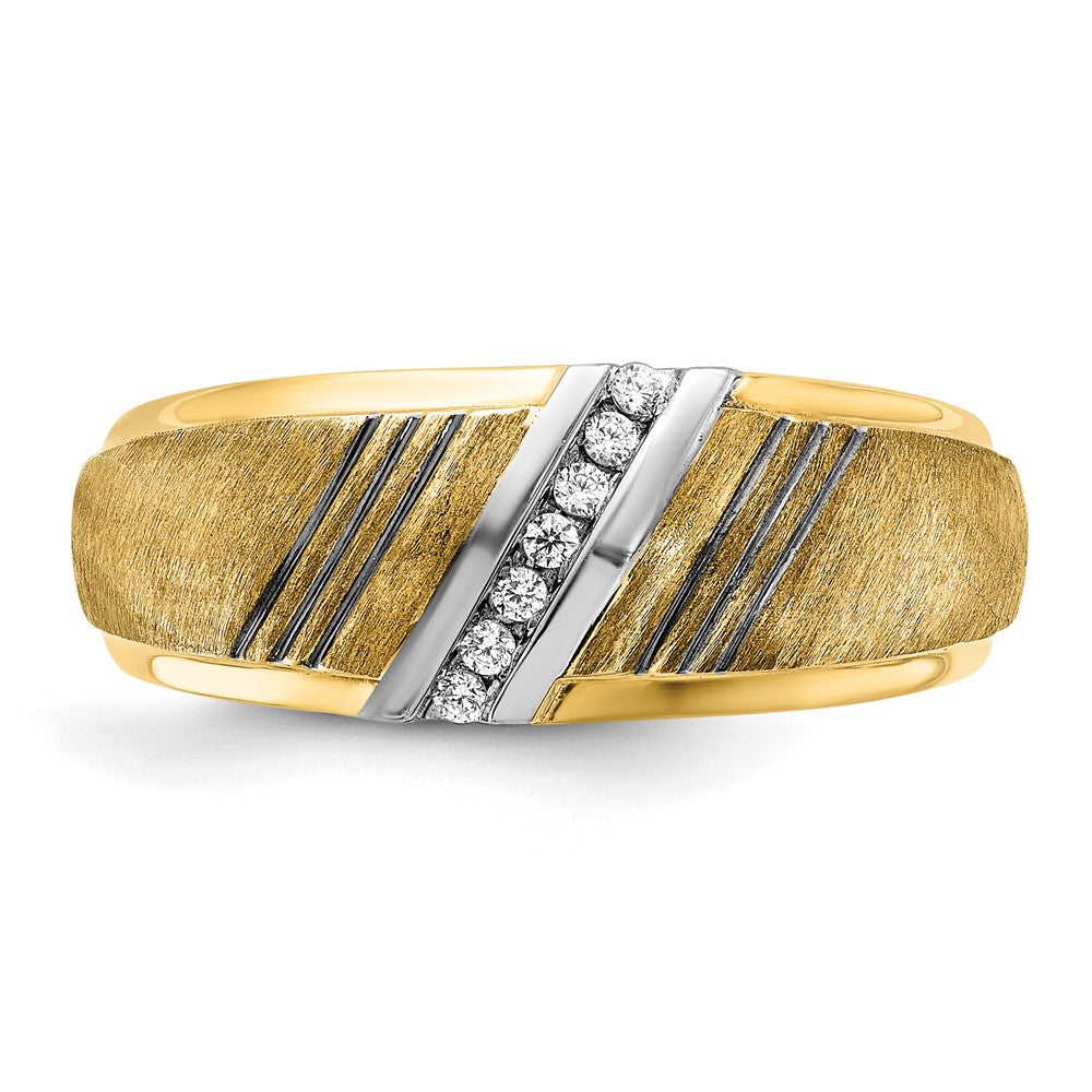 IB Goodman with Black and Rhodium Mens Polished and Satin 7-Stone 1/20 Carat AA Diamond Ring - WBC