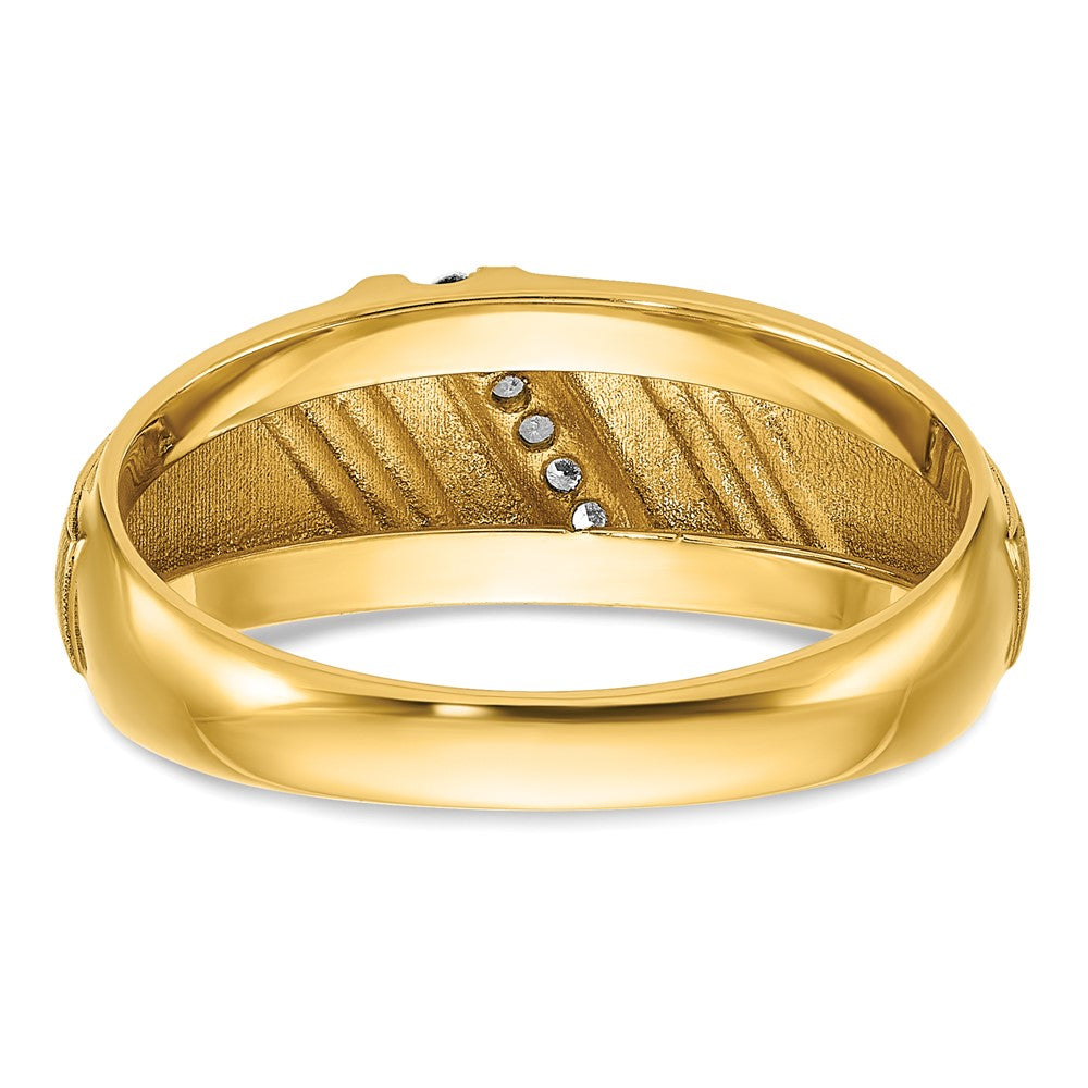 IB Goodman with Black and Rhodium Mens Polished and Satin 7-Stone 1/20 Carat AA Diamond Ring - WBC