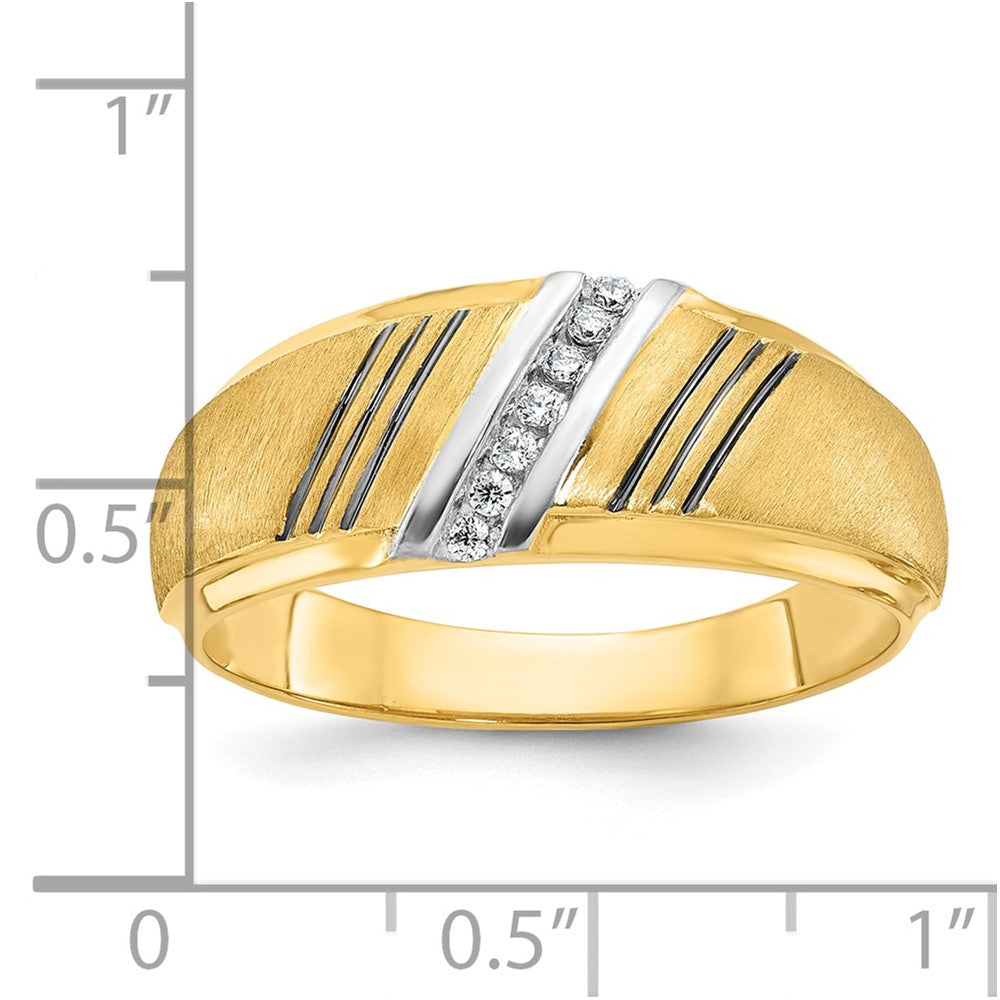 IB Goodman with Black and Rhodium Mens Polished and Satin 7-Stone 1/20 Carat AA Diamond Ring - WBC