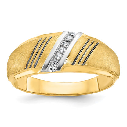 IB Goodman with Black and Rhodium Mens Polished and Satin 7-Stone 1/20 Carat AA Diamond Ring - WBC