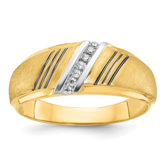 IB Goodman with Black and Rhodium Mens Polished and Satin 7-Stone 1/20 Carat AA Diamond Ring - WBC