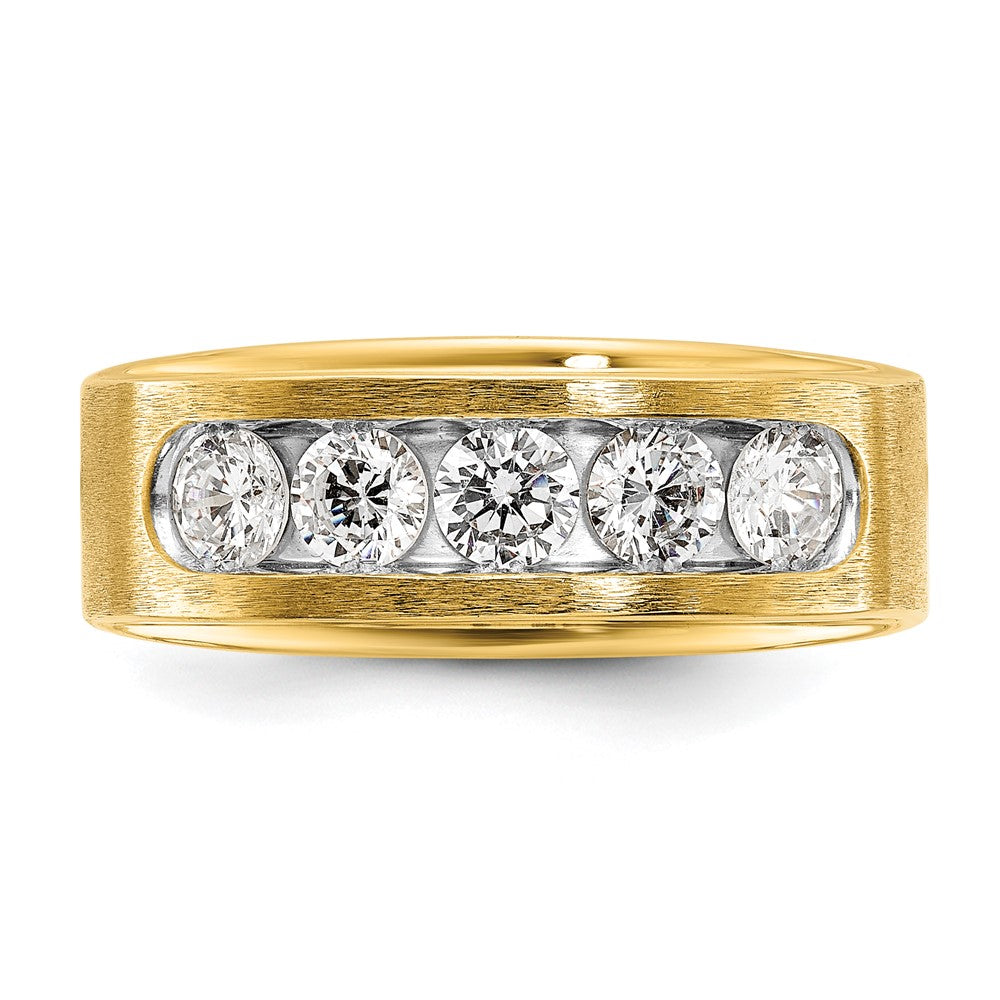 IBGoodman Men's Polished and Brushed 5-Stone 1 Carat AA Quality Diamond Ring - WBC