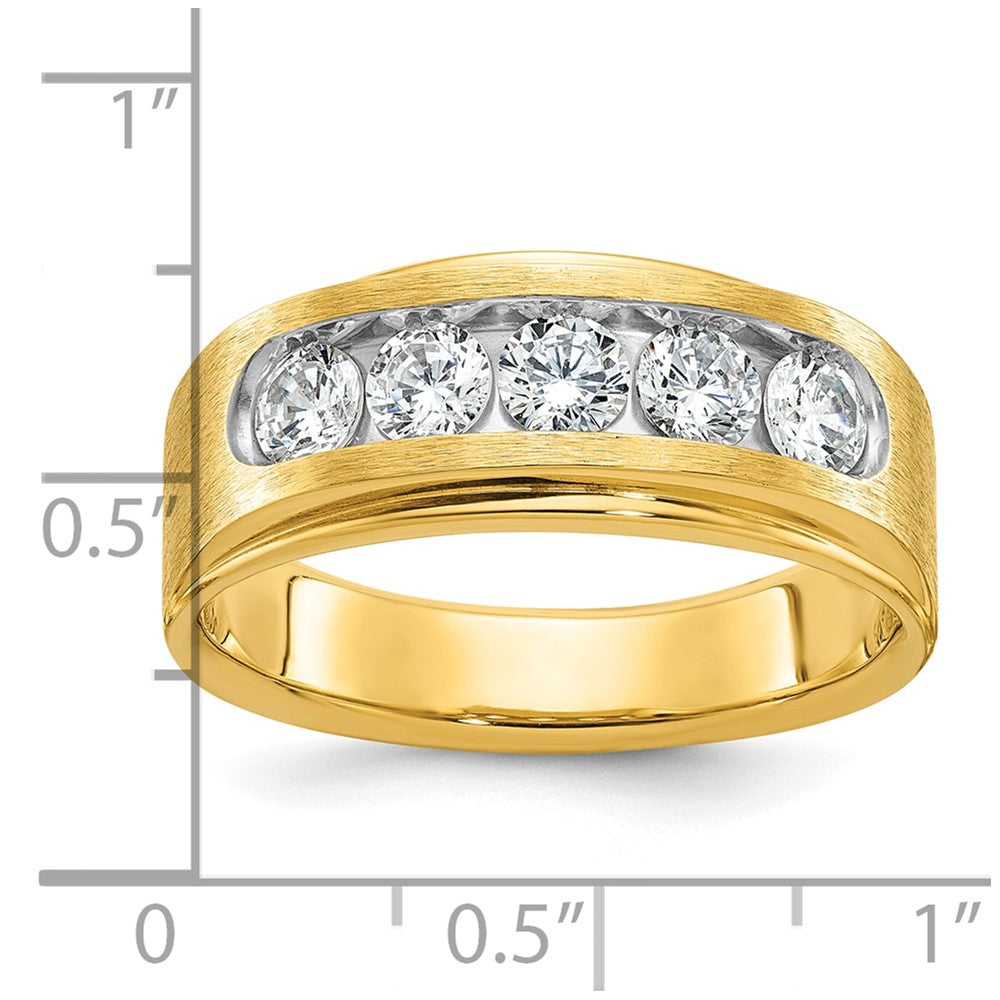 IBGoodman Men's Polished and Brushed 5-Stone 1 Carat AA Quality Diamond Ring - WBC
