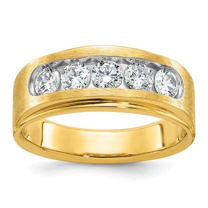 IBGoodman Men's Polished and Brushed 5-Stone 1 Carat AA Quality Diamond Ring - WBC