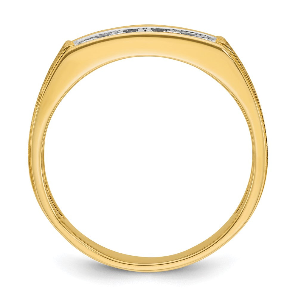 IBGoodman Men's Polished Satin and Grooved 2-Row 5/8 Carat AA Quality Diamond Ring - WBC