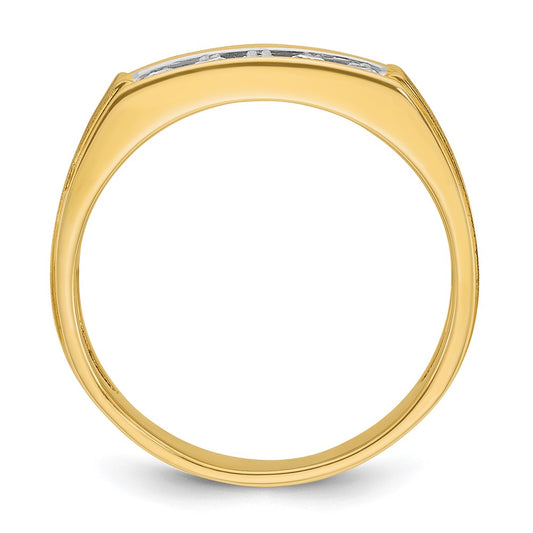IBGoodman Men's Polished Satin and Grooved 2-Row 5/8 Carat AA Quality Diamond Ring - WBC