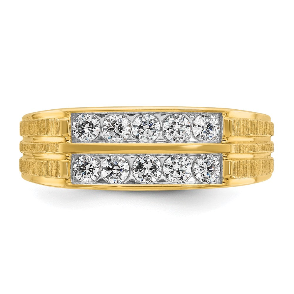IBGoodman Men's Polished Satin and Grooved 2-Row 5/8 Carat AA Quality Diamond Ring - WBC