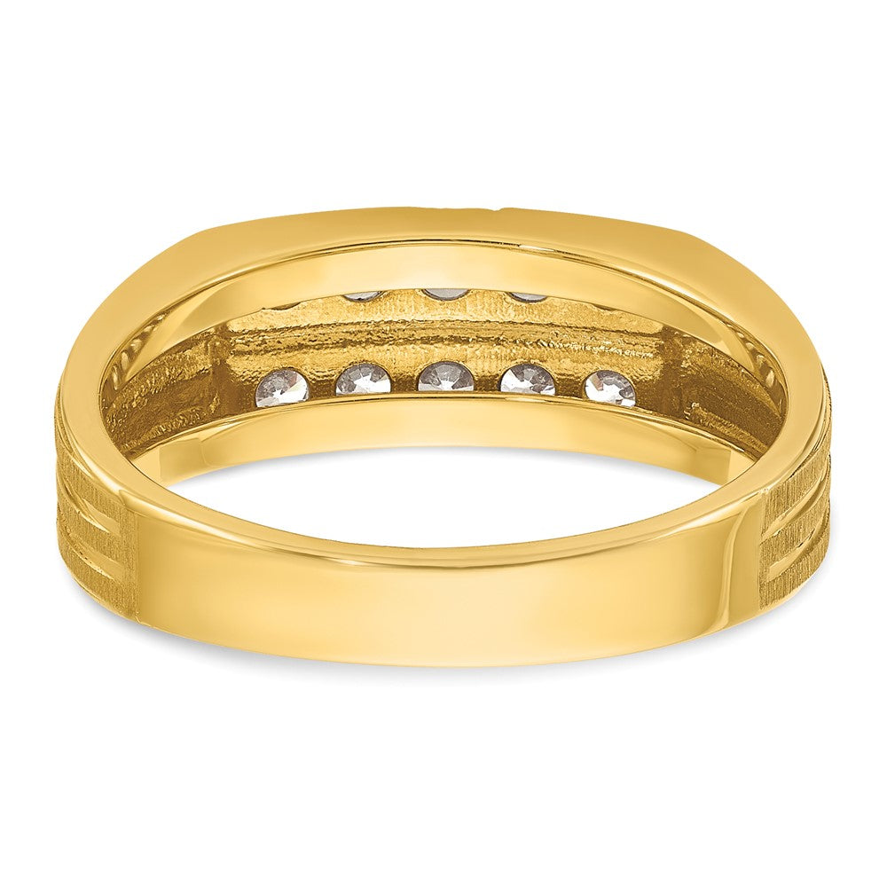 IBGoodman Men's Polished Satin and Grooved 2-Row 5/8 Carat AA Quality Diamond Ring - WBC
