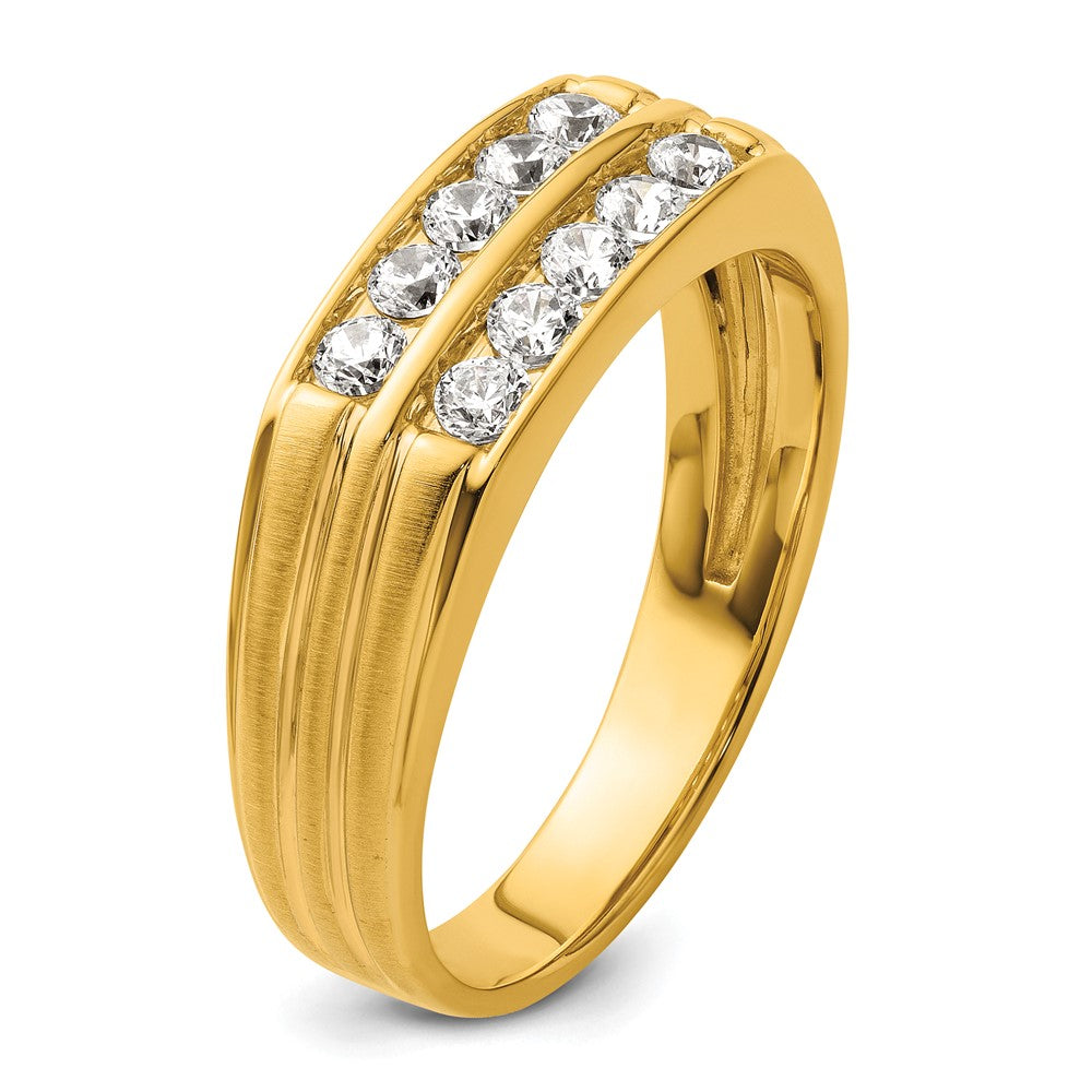 IBGoodman Men's Polished Satin and Grooved 2-Row 5/8 Carat AA Quality Diamond Ring - WBC