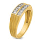IBGoodman Men's Polished Satin and Grooved 2-Row 5/8 Carat AA Quality Diamond Ring - WBC