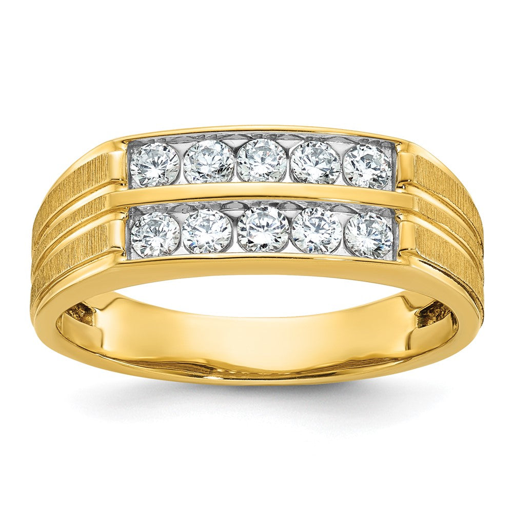 IBGoodman Men's Polished Satin and Grooved 2-Row 5/8 Carat AA Quality Diamond Ring - WBC