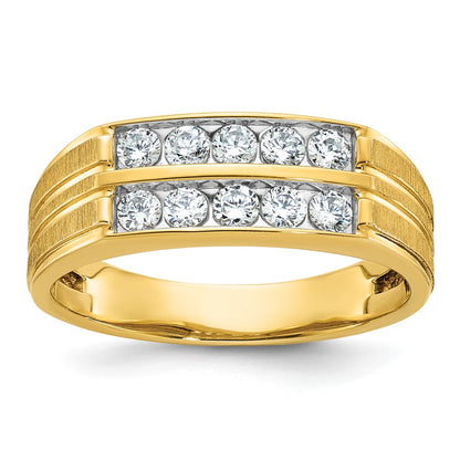 IBGoodman Men's Polished Satin and Grooved 2-Row 5/8 Carat AA Quality Diamond Ring - WBC