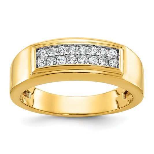 IB Goodman Mens Polished 2-Row 1/3 Carat AA Quality Diamond Ring - WBC