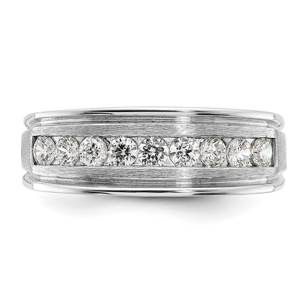 IBGoodman Men's Polished Brushed and Grooved 9-Stone 1/2 Carat AA Quality Diamond Ring - WBC