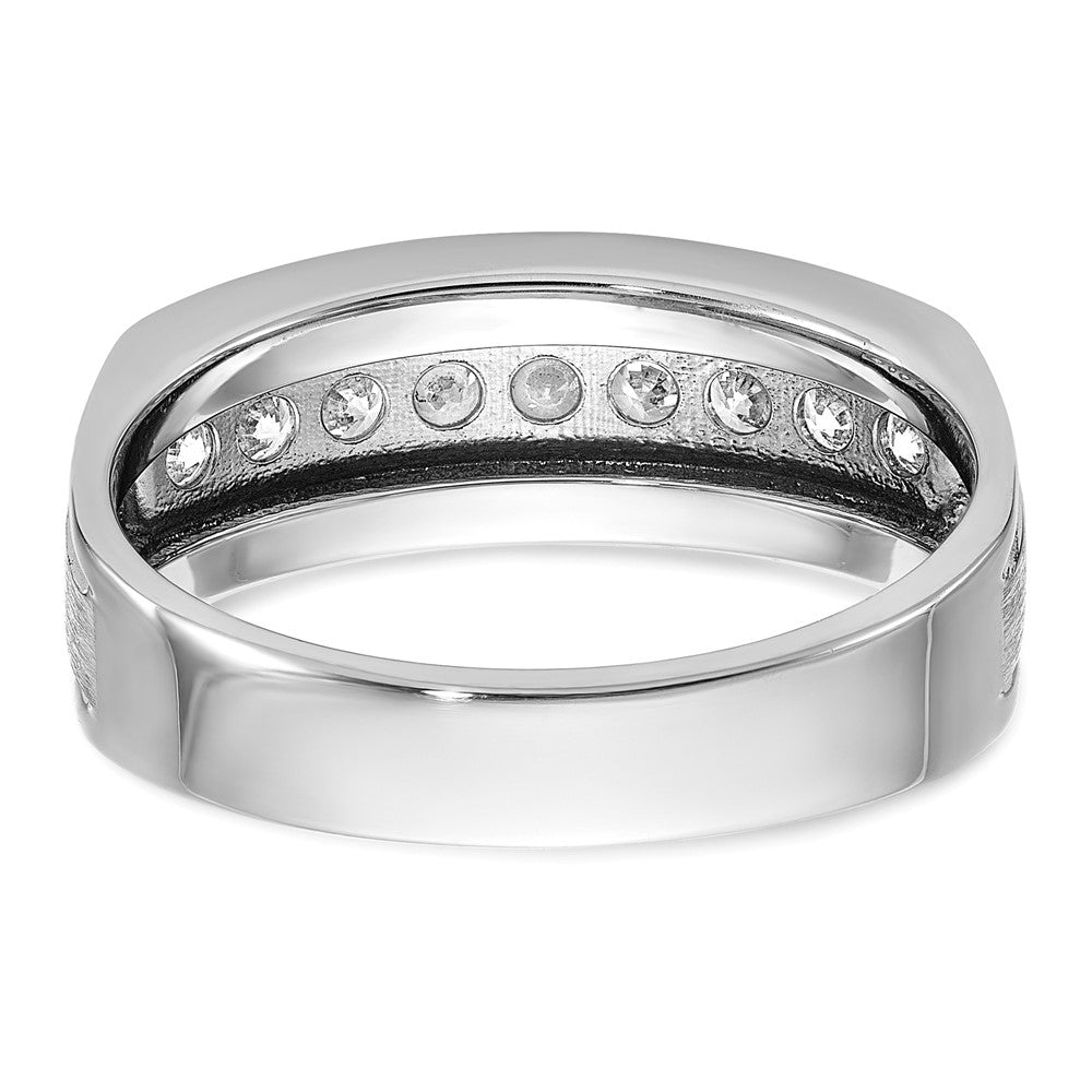 IBGoodman Men's Polished Brushed and Grooved 9-Stone 1/2 Carat AA Quality Diamond Ring - WBC