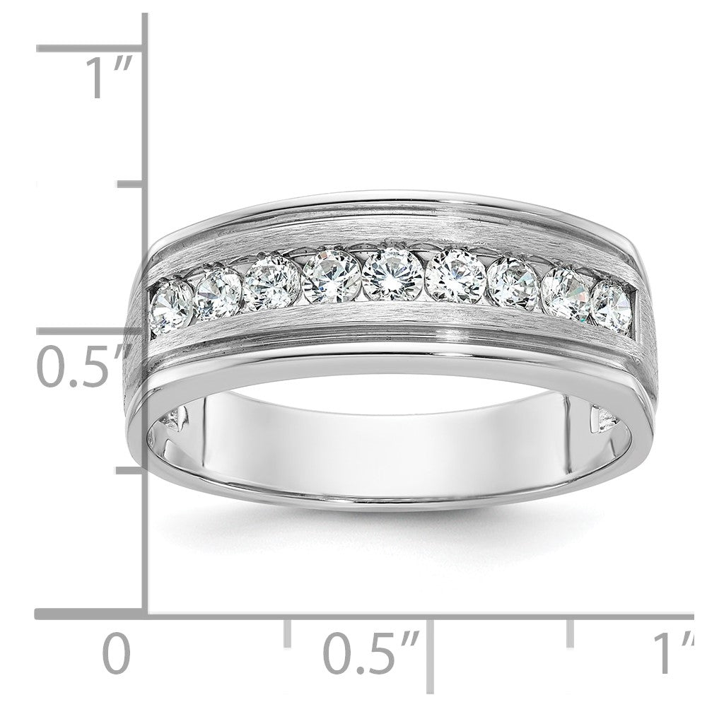 IBGoodman Men's Polished Brushed and Grooved 9-Stone 1/2 Carat AA Quality Diamond Ring - WBC