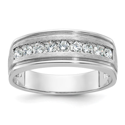 IBGoodman Men's Polished Brushed and Grooved 9-Stone 1/2 Carat AA Quality Diamond Ring - WBC