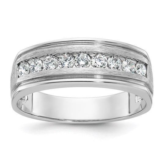 IBGoodman Men's Polished Brushed and Grooved 9-Stone 1/2 Carat AA Quality Diamond Ring - WBC