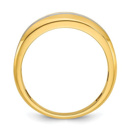 IBGoodman with Rhodium Men's Polished Two-Row 3/4 Carat AA Quality Diamond Ring - WBC