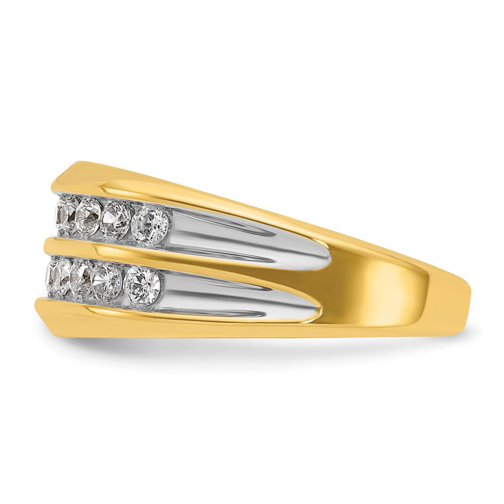 IBGoodman with Rhodium Men's Polished Two-Row 3/4 Carat AA Quality Diamond Ring - WBC