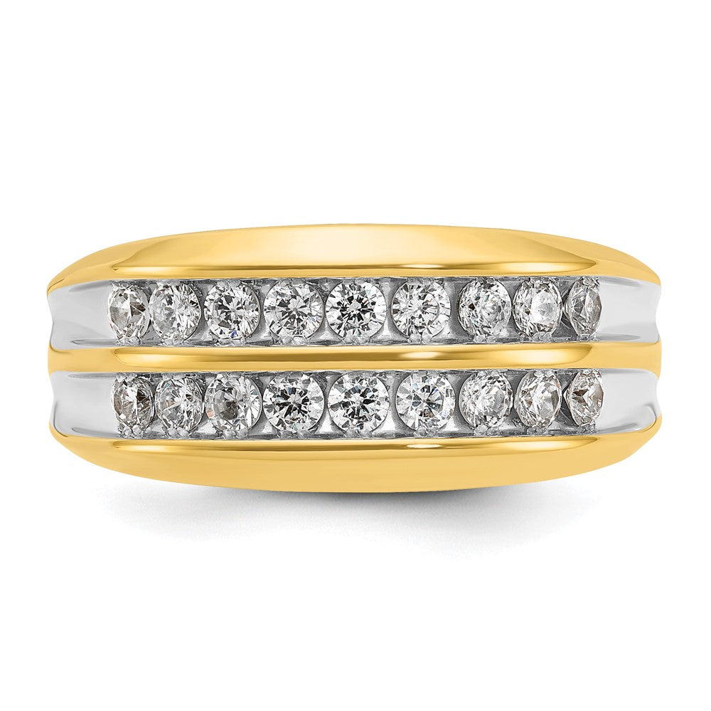 IBGoodman with Rhodium Men's Polished Two-Row 3/4 Carat AA Quality Diamond Ring - WBC