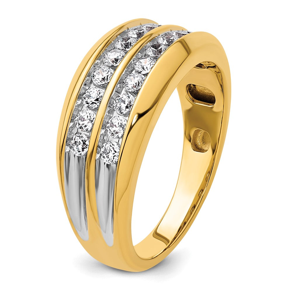 IBGoodman with Rhodium Men's Polished Two-Row 3/4 Carat AA Quality Diamond Ring - WBC