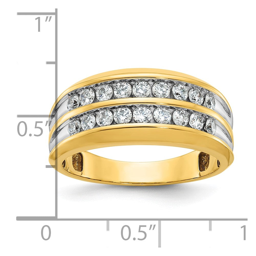 IBGoodman with Rhodium Men's Polished Two-Row 3/4 Carat AA Quality Diamond Ring - WBC