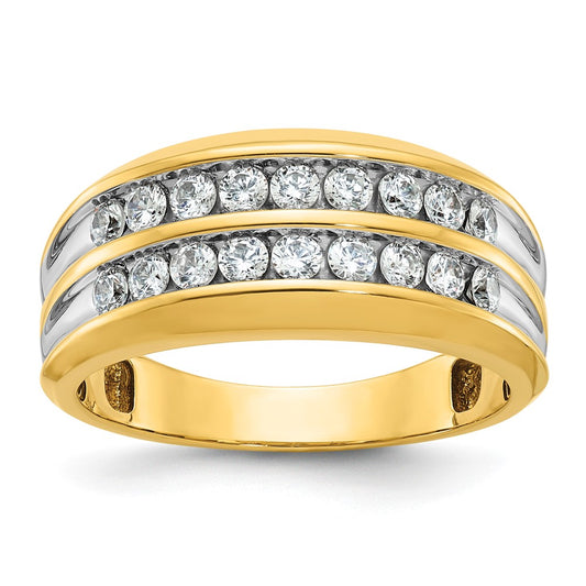 IBGoodman with Rhodium Men's Polished Two-Row 3/4 Carat AA Quality Diamond Ring - WBC