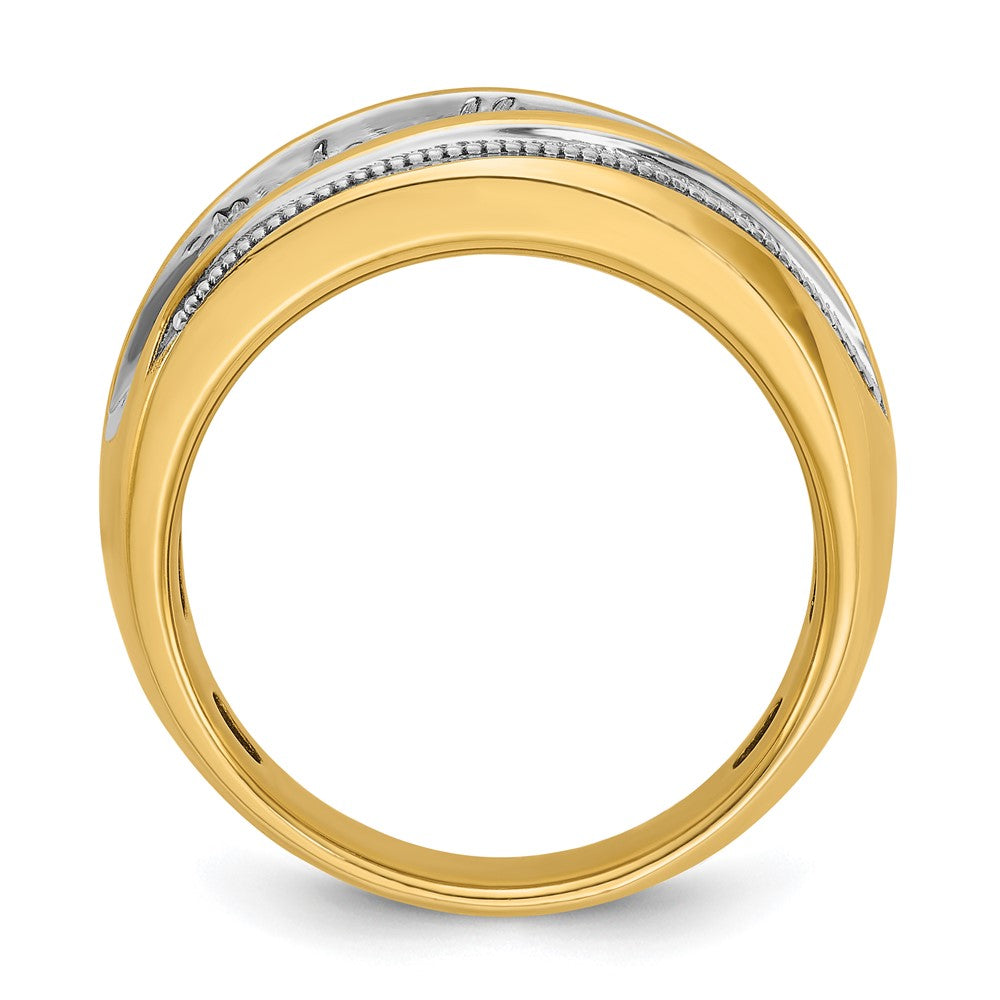 IBGoodman with Rhodium Men's Polished and Milgrain 1 Carat AA Quality Diamond Ring - WBC