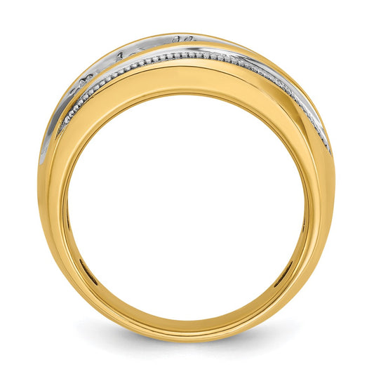 IBGoodman with Rhodium Men's Polished and Milgrain 1 Carat AA Quality Diamond Ring - WBC