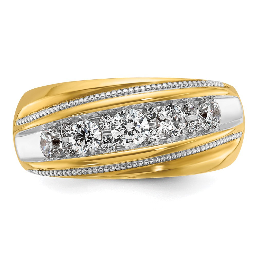 IBGoodman with Rhodium Men's Polished and Milgrain 1 Carat AA Quality Diamond Ring - WBC