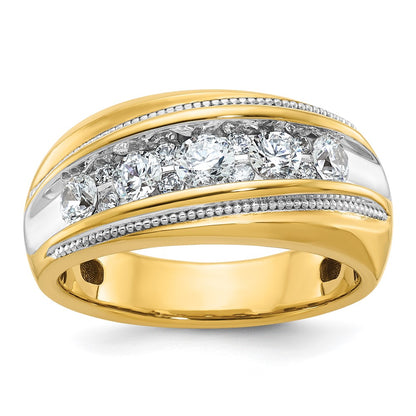 IBGoodman with Rhodium Men's Polished and Milgrain 1 Carat AA Quality Diamond Ring - WBC