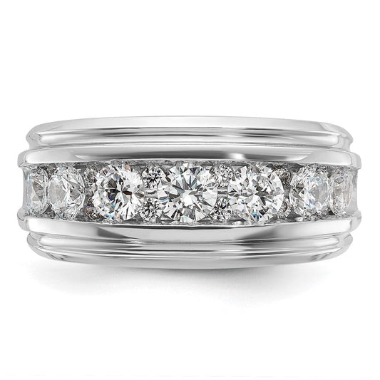 IB Goodman Men's 14K White Gold Polished & Grooved 1 3/4 ct AA Diamond Ring