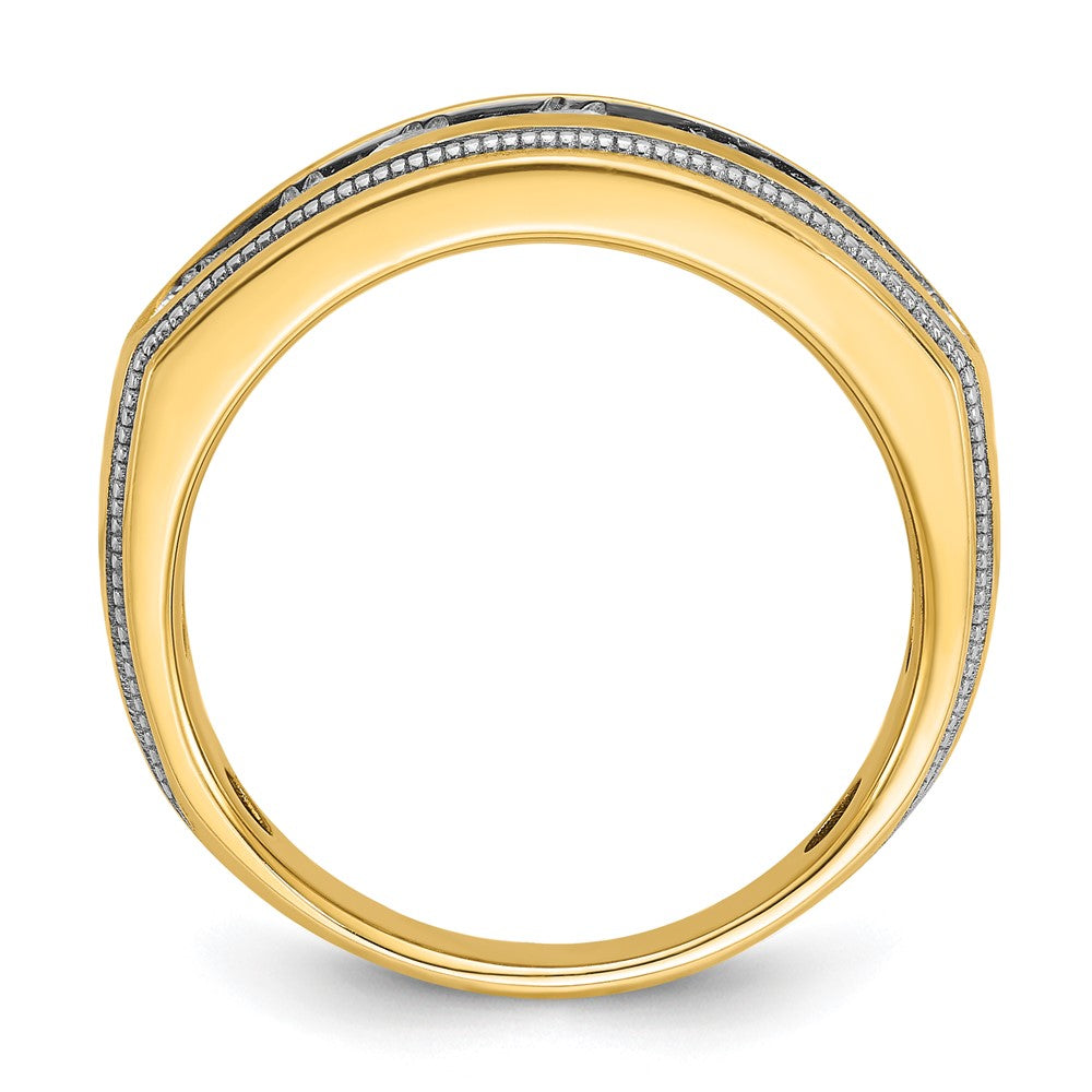 IB Goodman with Rhodium Mens Polished and Milgrain 7-Stone 1 Carat AA Diamond Ring - WBC