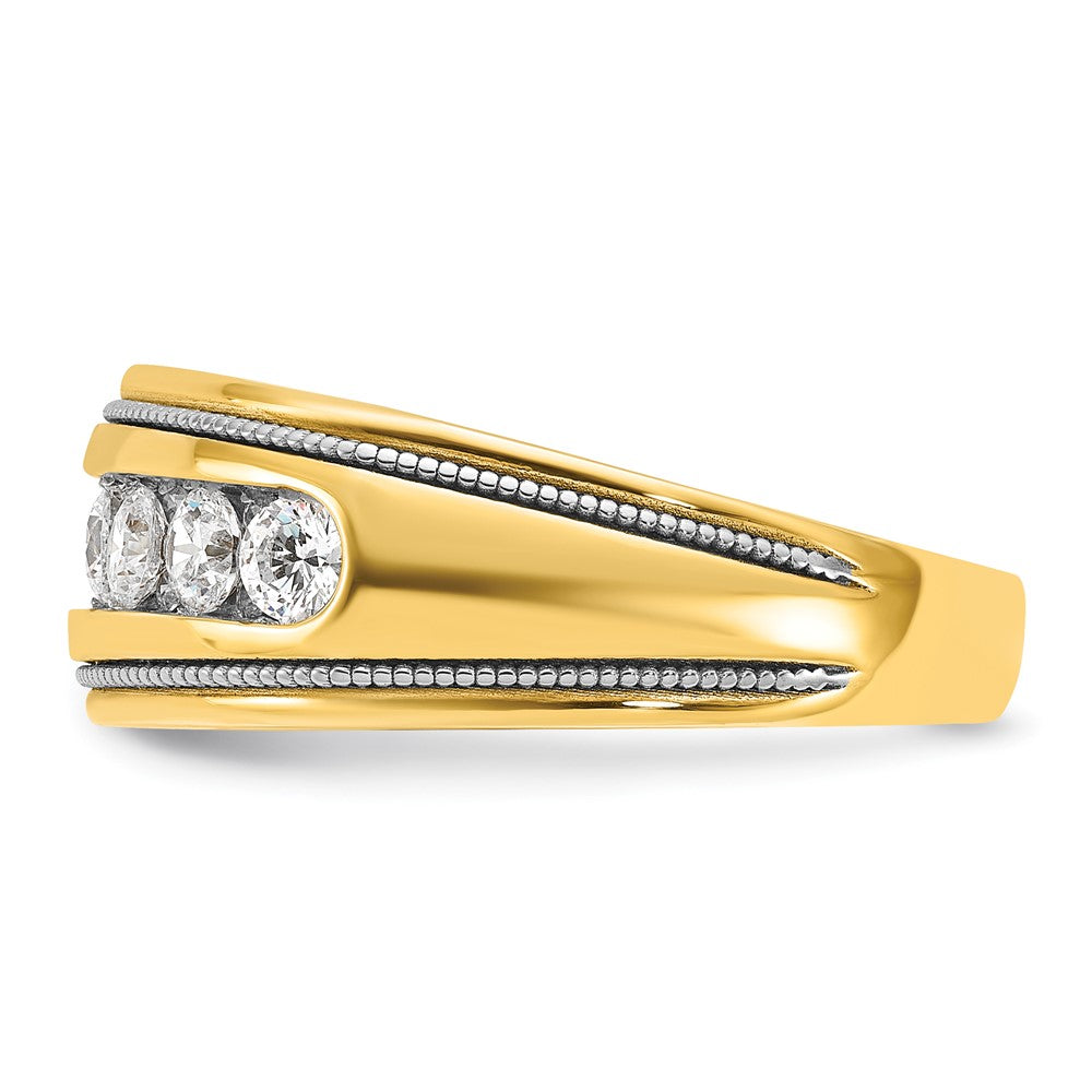 IB Goodman with Rhodium Mens Polished and Milgrain 7-Stone 1 Carat AA Diamond Ring - WBC