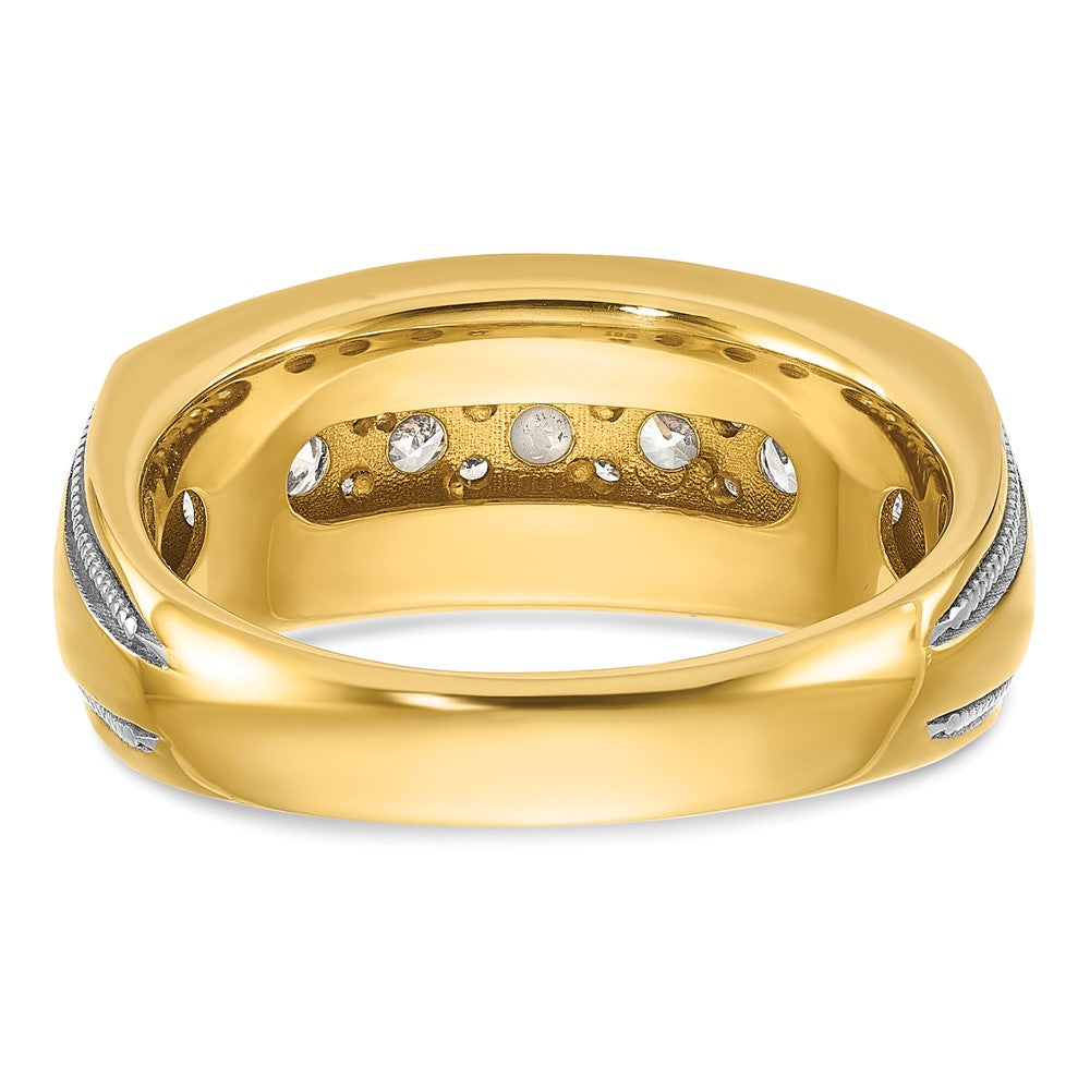 IB Goodman with Rhodium Mens Polished and Milgrain 7-Stone 1 Carat AA Diamond Ring - WBC