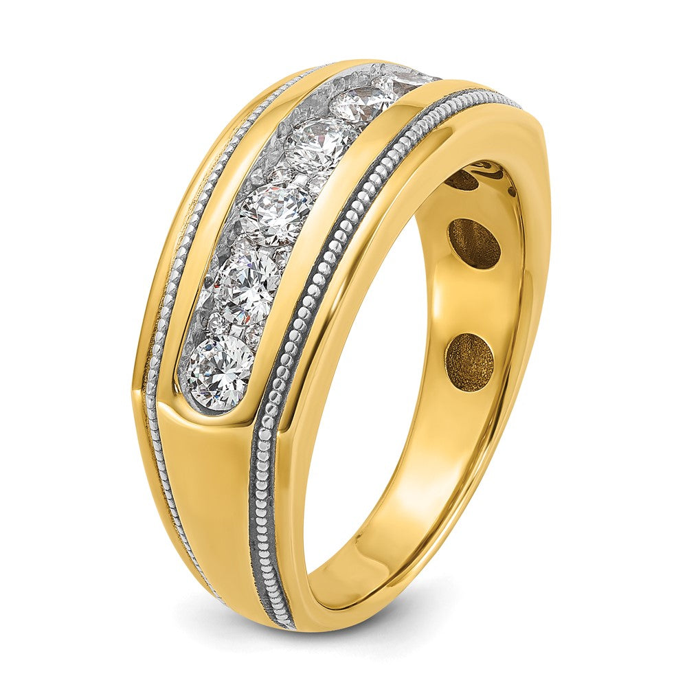 IB Goodman with Rhodium Mens Polished and Milgrain 7-Stone 1 Carat AA Diamond Ring - WBC