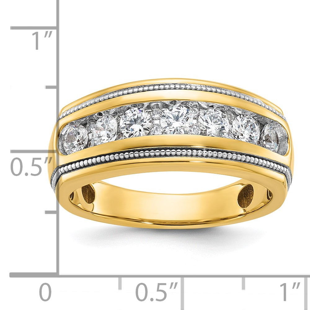 IB Goodman with Rhodium Mens Polished and Milgrain 7-Stone 1 Carat AA Diamond Ring - WBC