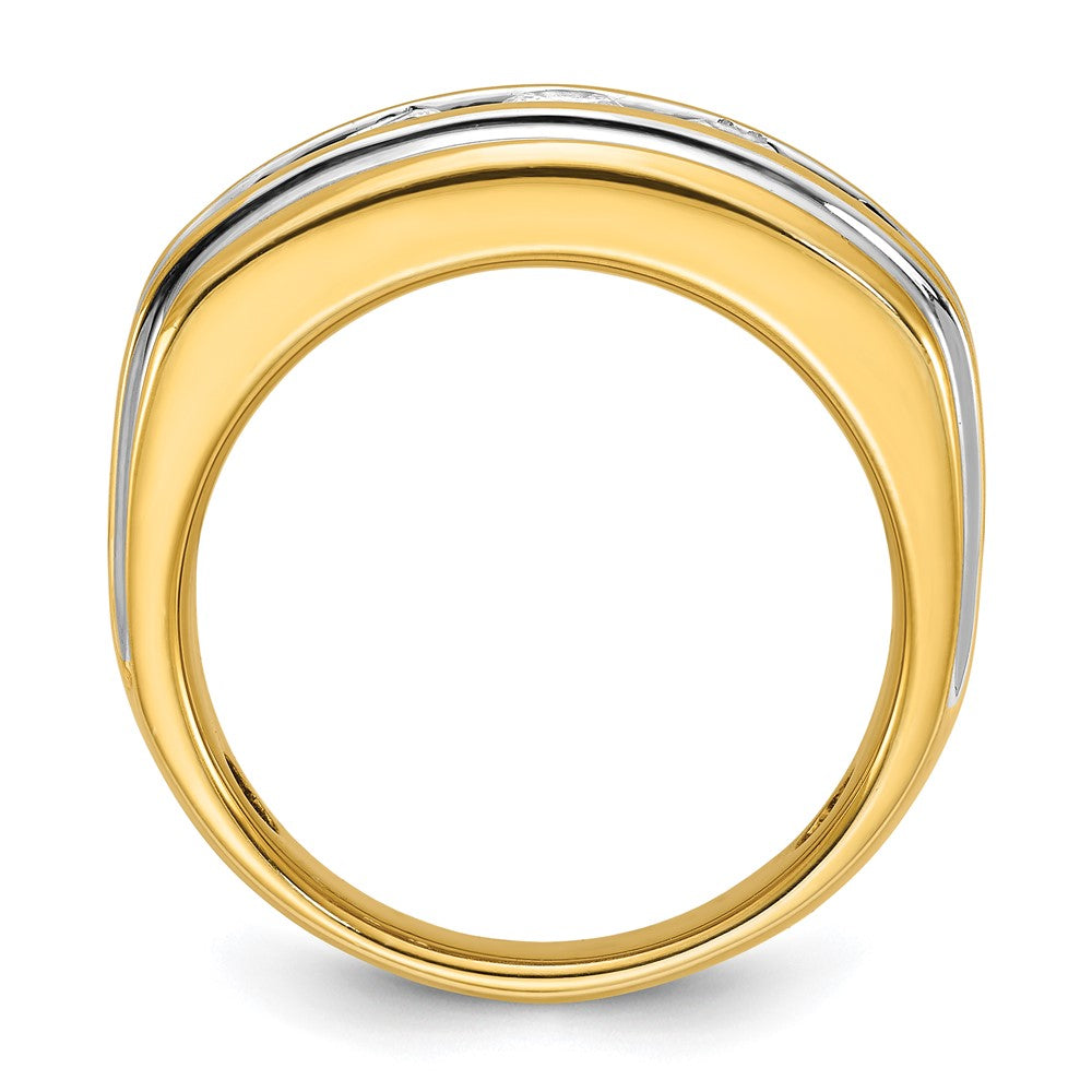 IBGoodman with Rhodium Men's Polished and Grooved 1 Carat AA Quality Diamond Ring - WBC