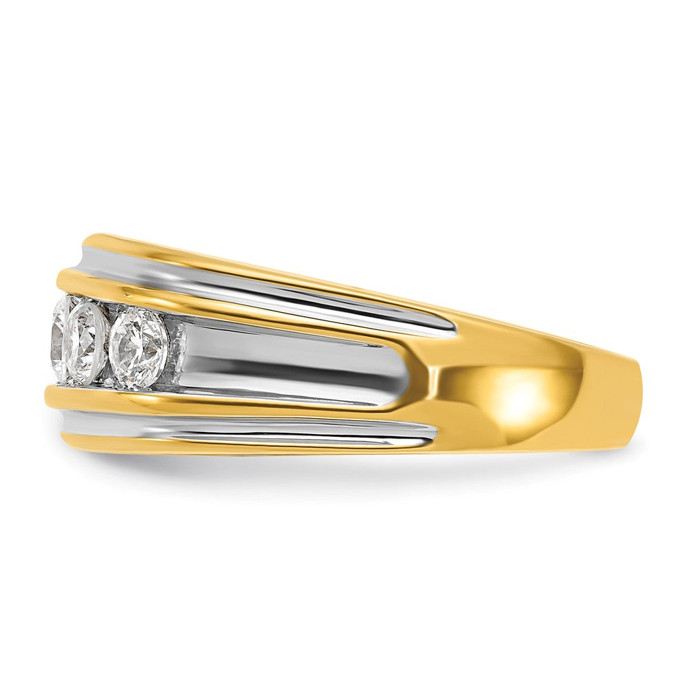 IBGoodman with Rhodium Men's Polished and Grooved 1 Carat AA Quality Diamond Ring - WBC